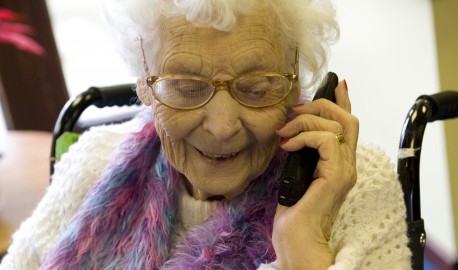 older woman on a phone