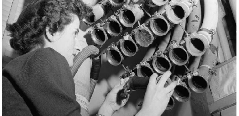 pneumatic tubes worker in the 1960s